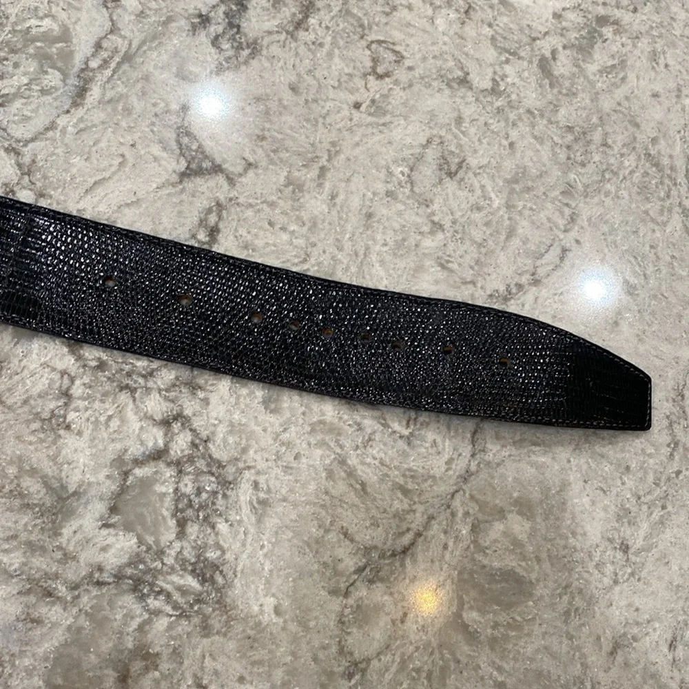 Kleinberg Sherrill Genuine Exotic Leather Belt w/ Gold Bubbly Buckle Detail 1988